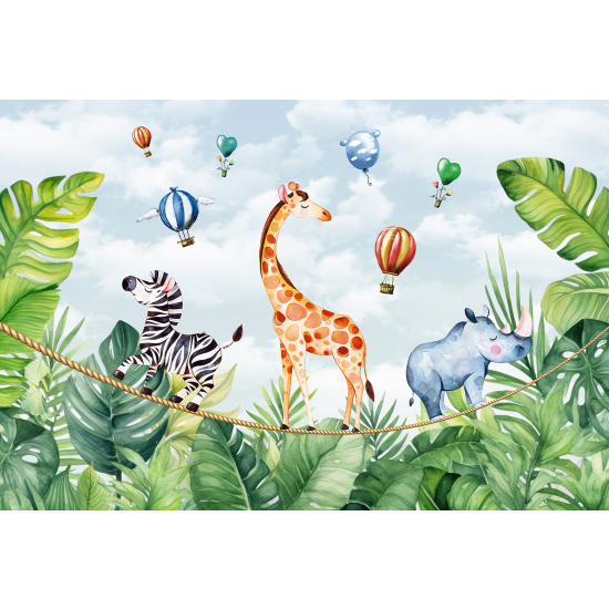 Papier peint panoramique Enfants - Animaux de la Jungle