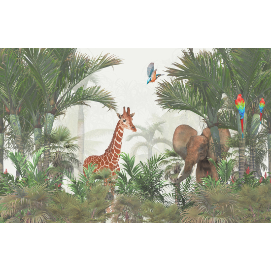 Papier peint panoramique Enfants - Animaux de la Jungle