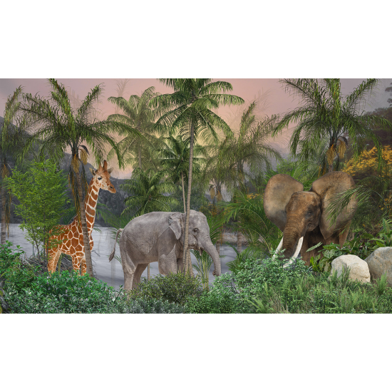 Papier peint panoramique Enfants - Animaux de la Jungle