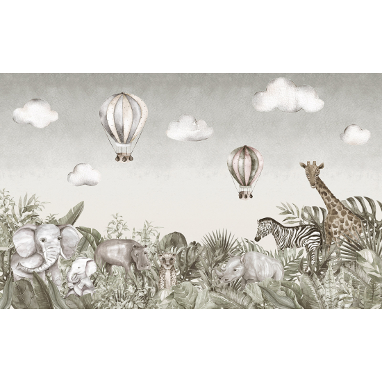 Papier peint panoramique Enfants - Animaux de la Jungle