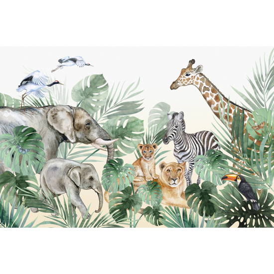 Papier peint panoramique Enfants - Animaux de la Jungle