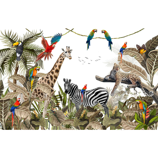 Papier peint panoramique Enfants - Animaux de la Jungle