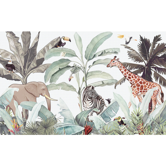 Papier peint panoramique Enfants - Animaux de la Jungle