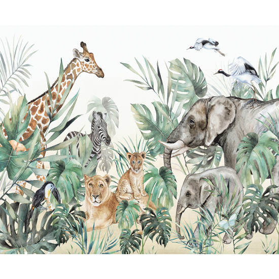 Papier peint panoramique Enfants - Animaux de la Jungle