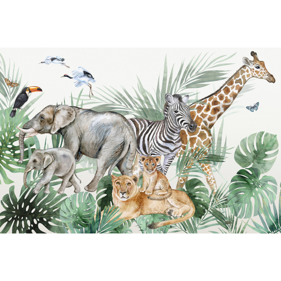 Papier peint panoramique Enfants - Animaux de la Jungle