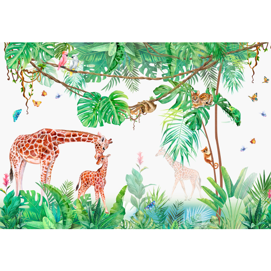 Papier peint panoramique Enfants - Animaux de la Jungle