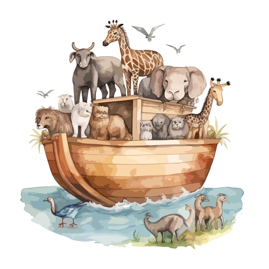 Papier peint panoramique Enfants - Bateau Animaux