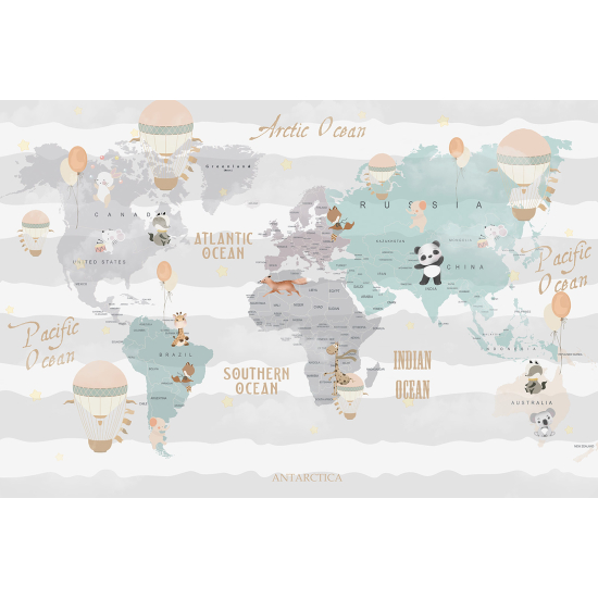 Papier peint panoramique Enfants - Carte du Monde