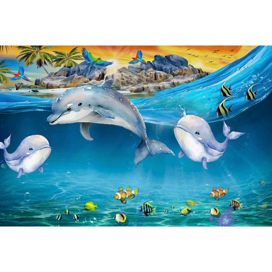 Papier peint panoramique Enfants - Dauphins