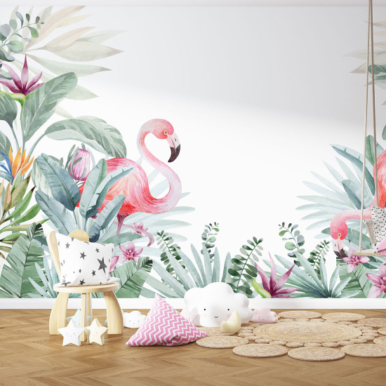 Papier peint panoramique Enfants - Flamants roses