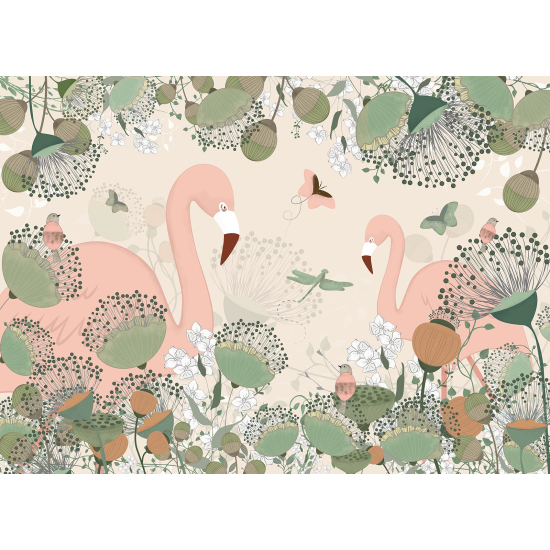 Papier peint panoramique Enfants - Flamants Roses