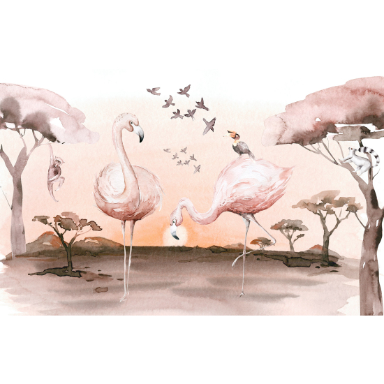 Papier peint panoramique Enfants - Flamants Roses