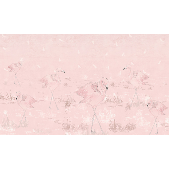 Papier peint panoramique Enfants - Flamants Roses