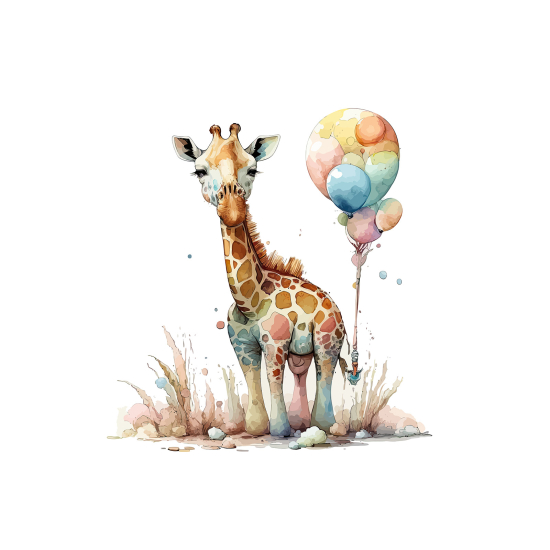 Papier peint panoramique Enfants - Girafe Ballon