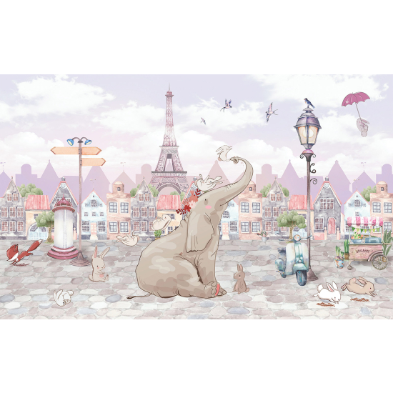 Papier peint panoramique Enfants - Paris Éléphant