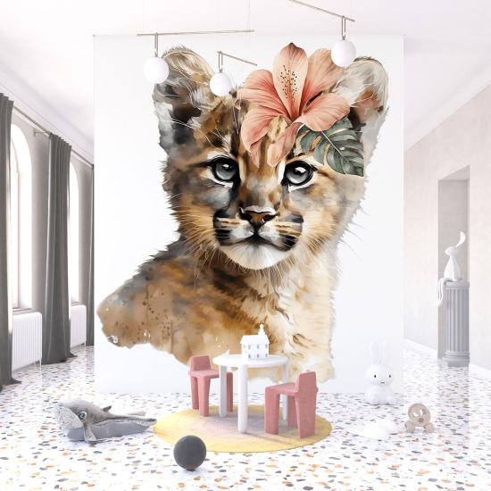 Papier peint panoramique Enfants - Puma Fleurs