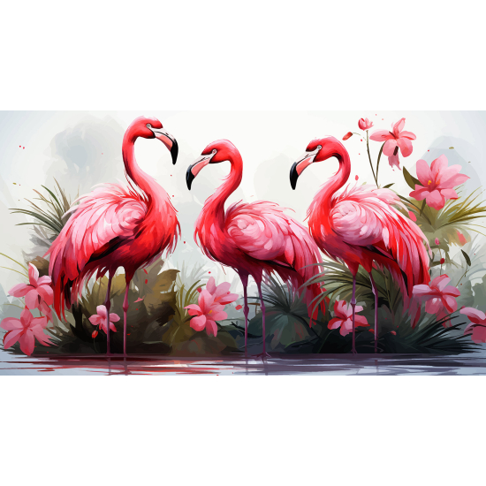 Papier peint panoramique - Flamants Roses