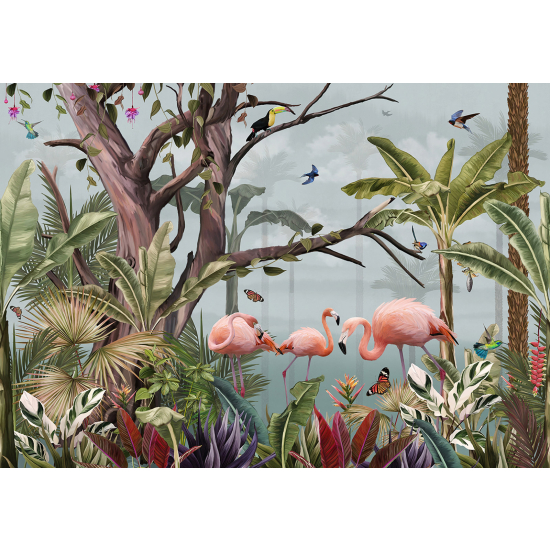 Papier peint panoramique - Flamants Roses