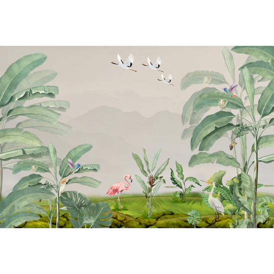 Papier peint panoramique - Flamants Roses