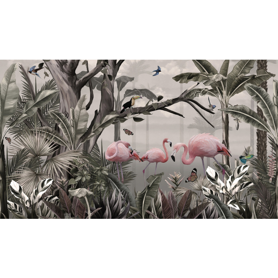 Papier peint panoramique - Flamants Roses