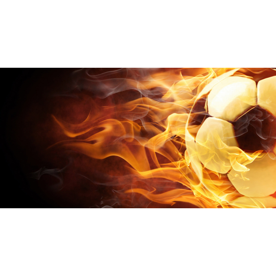 Papier peint panoramique Foot / Football - Ballon de foot en feu