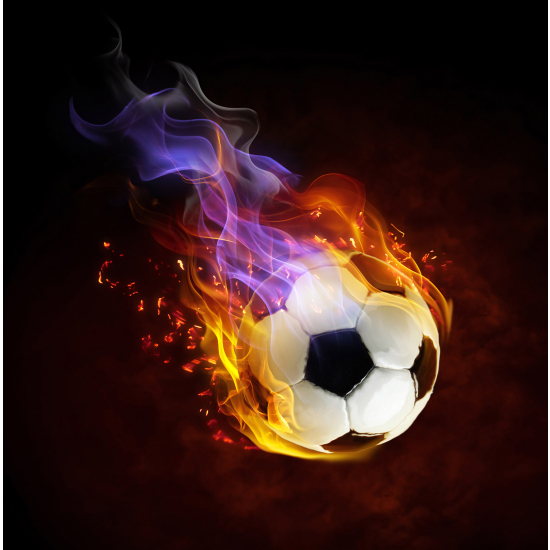 Papier peint panoramique Foot / Football - Ballon de foot en feu