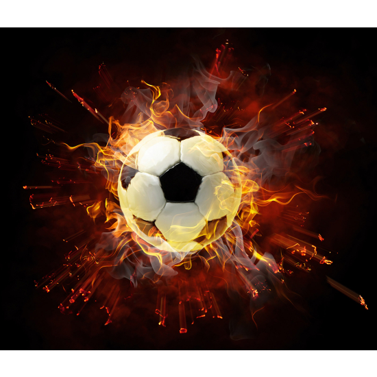 Papier peint panoramique Foot / Football - Ballon de foot en feu