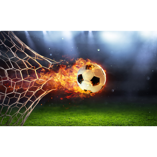 Papier peint panoramique Foot / Football - Ballon de foot en feu