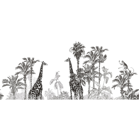 Papier peint panoramique - Forêt tropicale Girafes