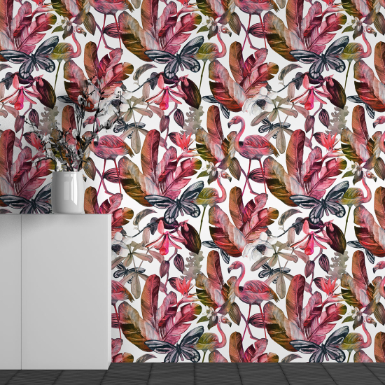 Papier peint panoramique - Motif Flamants roses