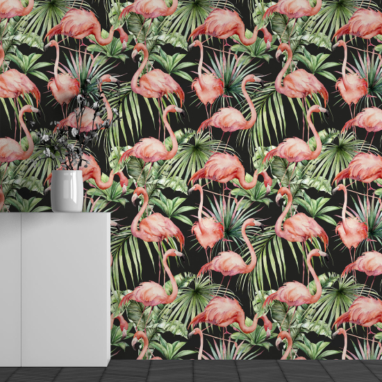 Papier peint panoramique - Motif Flamants roses