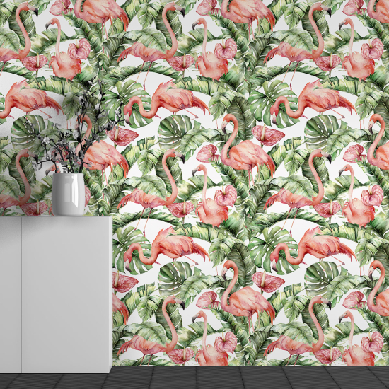 Papier peint panoramique - Motif Flamants roses