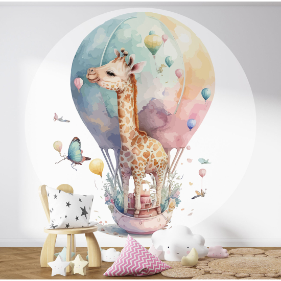 Papier peint rond / cercle Enfants - Girafe - 1386