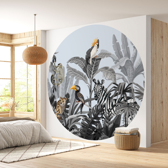 Papier peint rond / cercle - Jungle Animaux