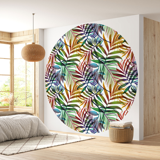 Papier peint rond / cercle - Motif Botanique - 017