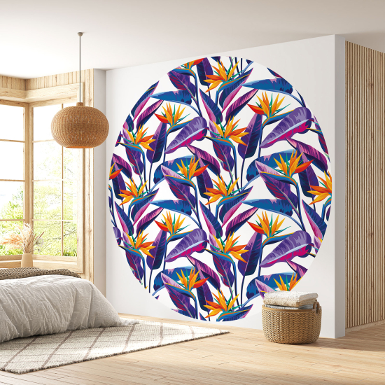 Papier peint rond / cercle - Motif botanique - 039