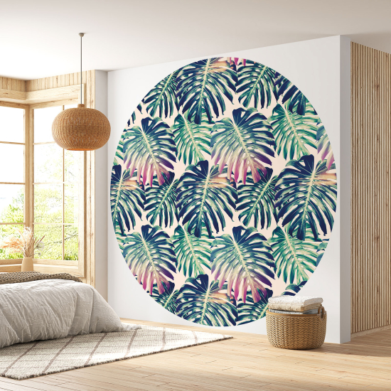 Papier peint rond / cercle - Motif botanique - 044