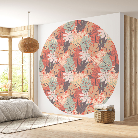 Papier peint rond / cercle - Motif botanique - 060