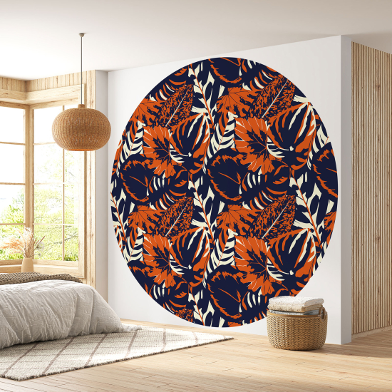 Papier peint rond / cercle - Motif botanique - 073