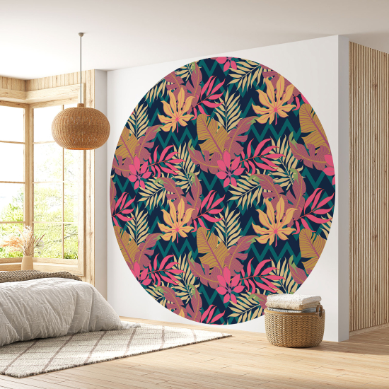 Papier peint rond / cercle - Motif botanique - 080