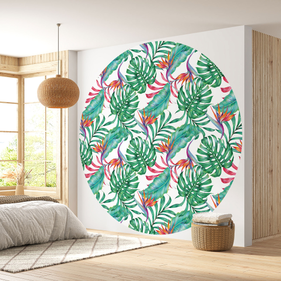 Papier peint rond / cercle - Motif botanique - 098