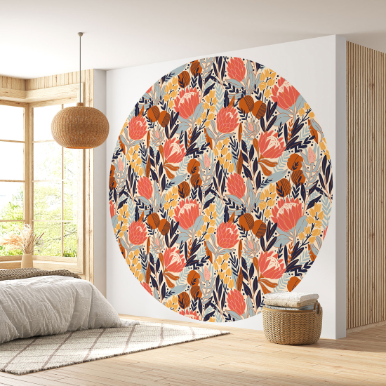 Papier peint rond / cercle - Motif botanique - 239