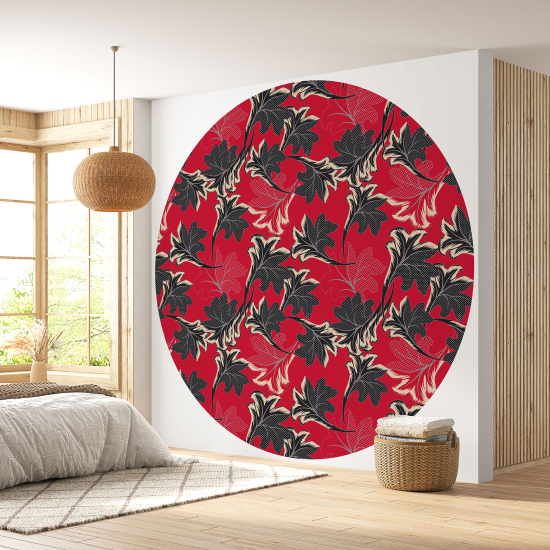 Papier peint rond / cercle - Motif botanique - 376