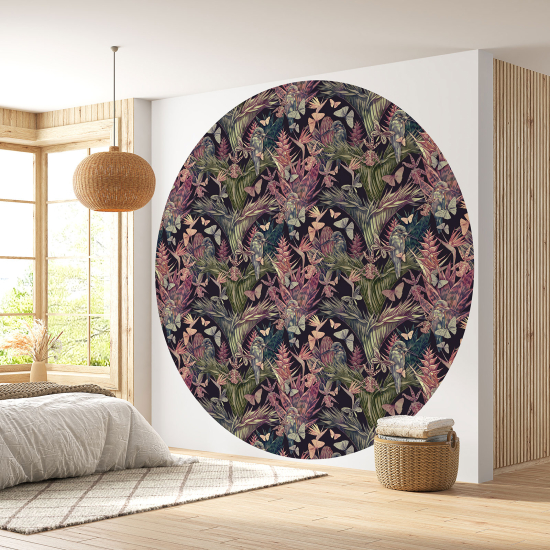 Papier peint rond / cercle - Motif botanique - 455