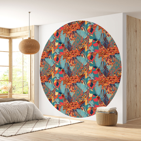 Papier peint rond / cercle - Motif botanique - 555