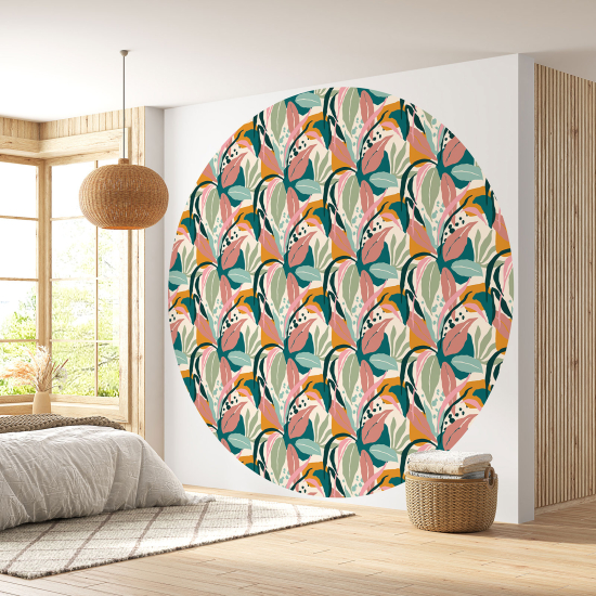 Papier peint rond / cercle - Motif botanique - 573