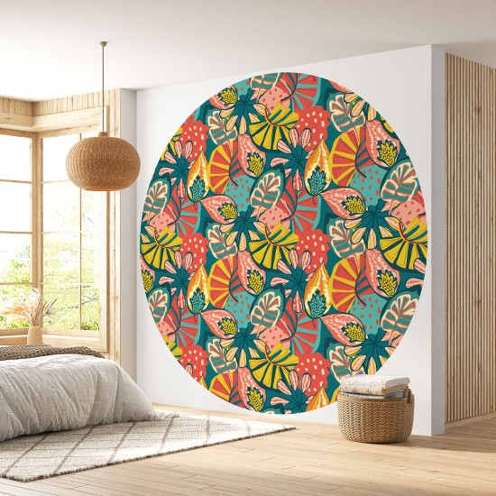 Papier peint rond / cercle - Motif botanique - 586