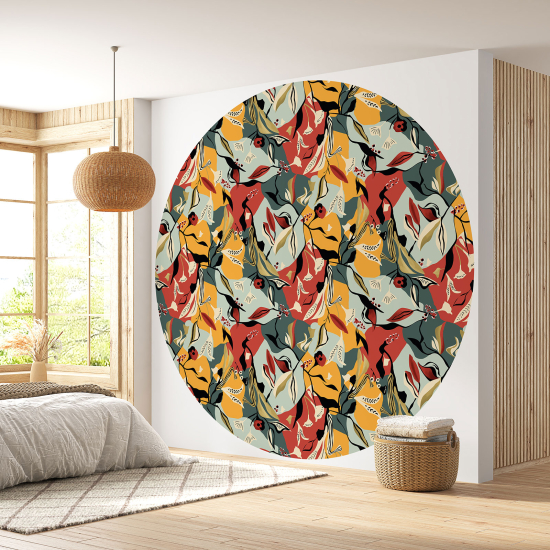 Papier peint rond / cercle - Motif botanique - 589