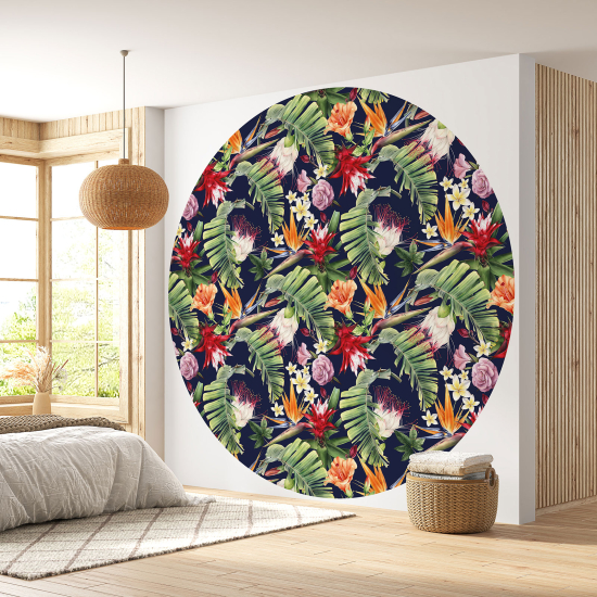 Papier peint rond / cercle - Motif floral - 105