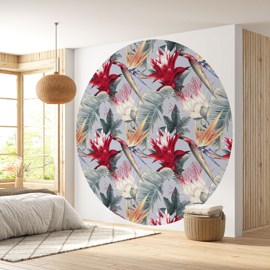 Papier peint rond / cercle - Motif floral - 106